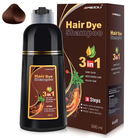 Meidu Instant 3in1 Hair Dye Color Shampoo  500mL each Chestnut Brown
