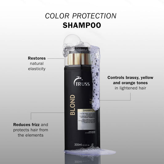 TRUSS Purple Shampoo & Toner for Blonde Hair - Blond Shampoo for Bleached, Gray, Highlighted & Brassy Hair - Restore Strength, Shine & Elasticity - Hydrating Daily Color Protection (10.14 Fl Oz)