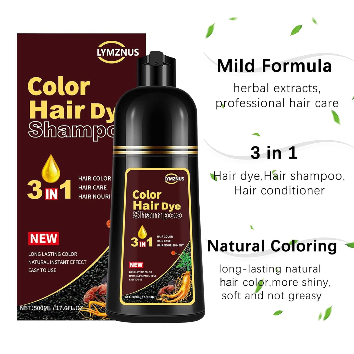 Meidu Instant 3in1 Hair Dye Color Shampoo  500mL each Chestnut Brown