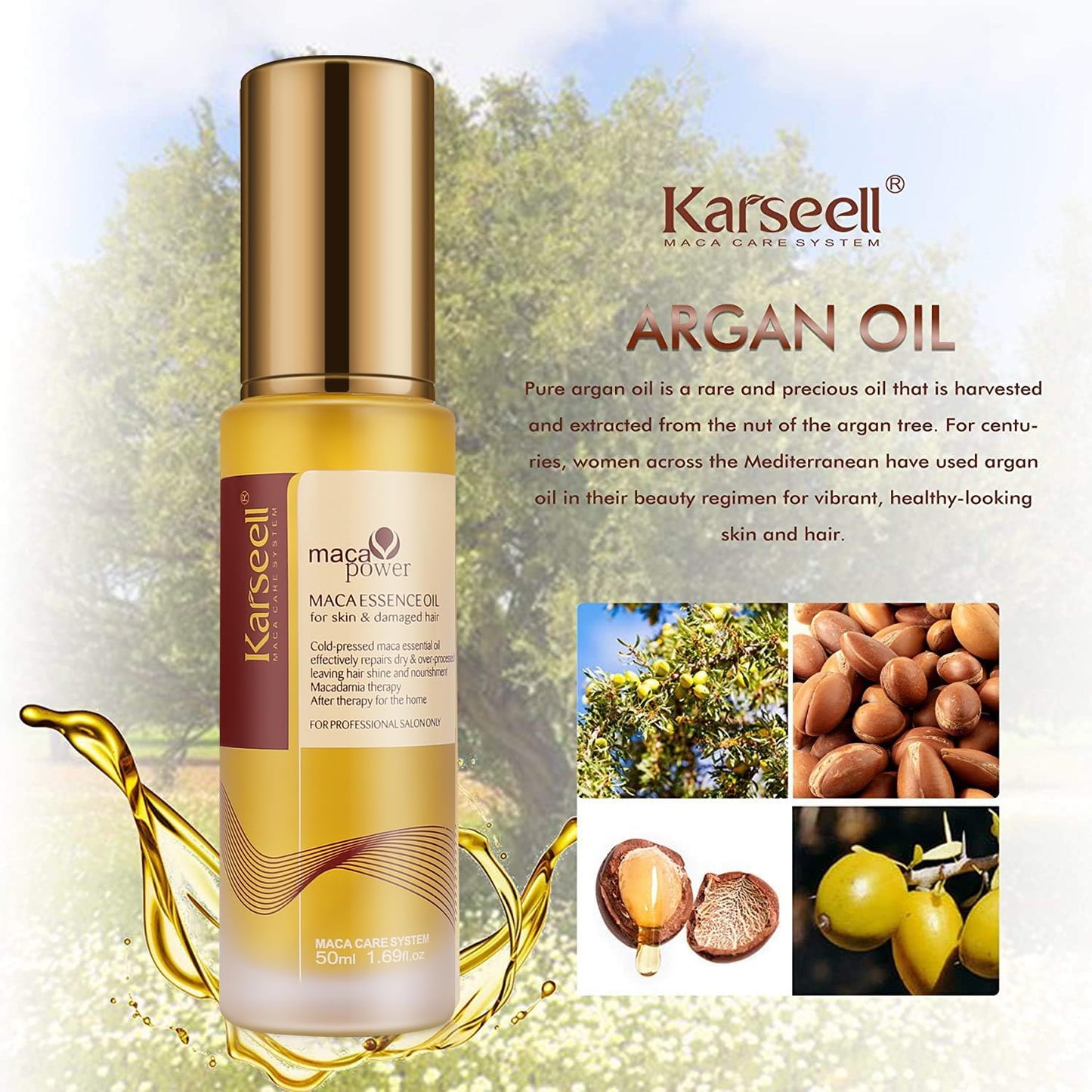 Karseell Argan Oil Hair Serum for Dry Damaged Hair 50ml