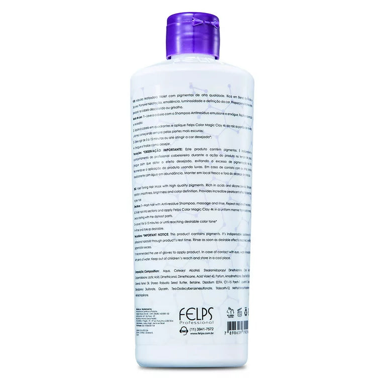 Felps Color Tinting Mask Violet Pearl Effect Magic Clay 4K - 500ml/16.9 fl.oz